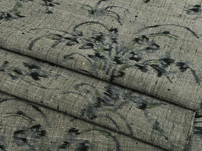 平和屋着物▽上質な紬 単衣 草花文 正絹 逸品 AAAS1494oa