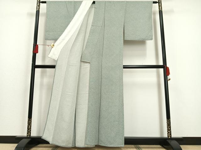 平和屋着物▽上質な小紋 単衣 鹿の子文 鬼しぼ縮緬 正絹 逸品 AAAS1501oa