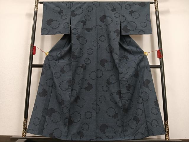 平和屋着物▽本塩沢 単衣 亀甲絣 雪輪文 正絹 逸品 未使用 AAAS1504oa