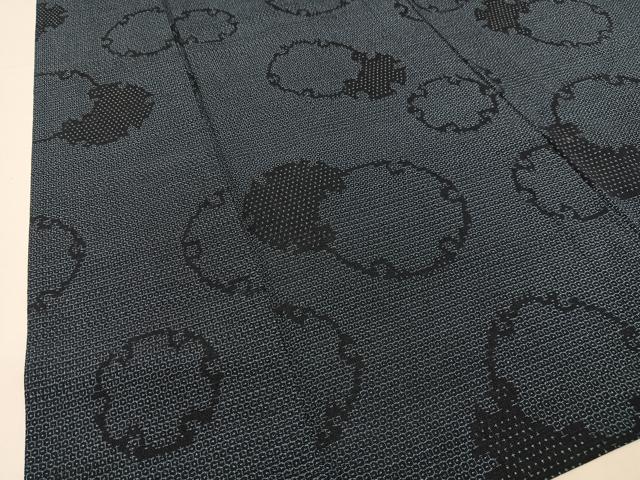 平和屋着物▽本塩沢 単衣 亀甲絣 雪輪文 正絹 逸品 未使用 AAAS1504oa