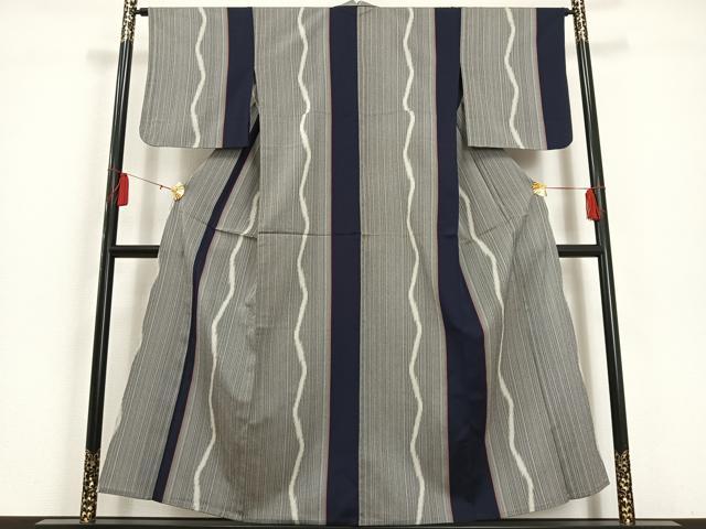 平和屋着物▽お召 単衣 間道 正絹 逸品 AAAS1506oa
