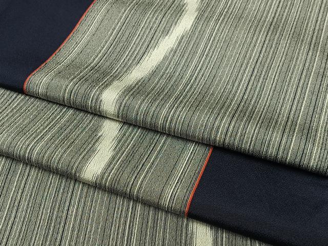 平和屋着物▽お召 単衣 間道 正絹 逸品 AAAS1506oa