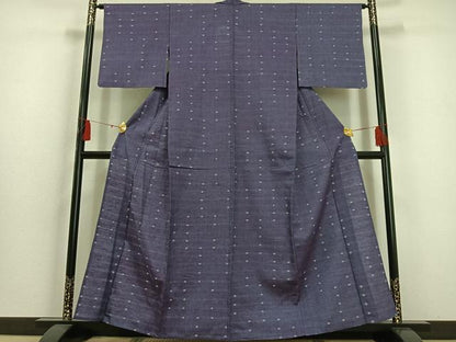 平和屋着物▽上質な紬 単衣 緯絣 正絹 逸品 AAAS1508oa