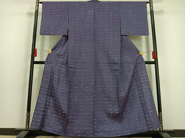平和屋着物▽上質な紬 単衣 緯絣 正絹 逸品 AAAS1508oa