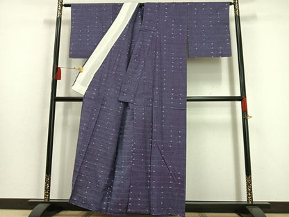 平和屋着物▽上質な紬 単衣 緯絣 正絹 逸品 AAAS1508oa