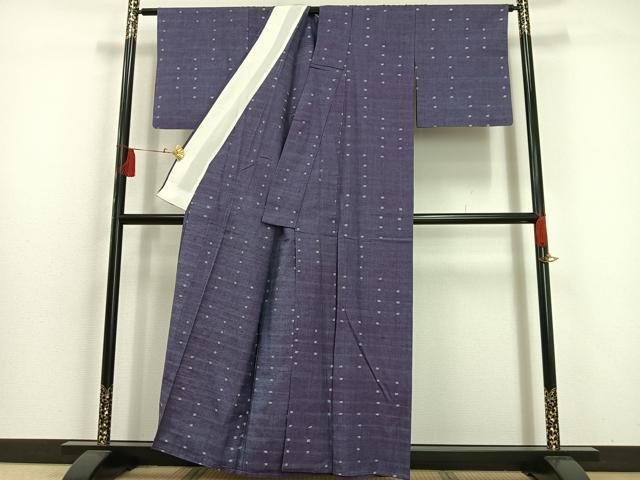 平和屋着物▽上質な紬 単衣 緯絣 正絹 逸品 AAAS1508oa