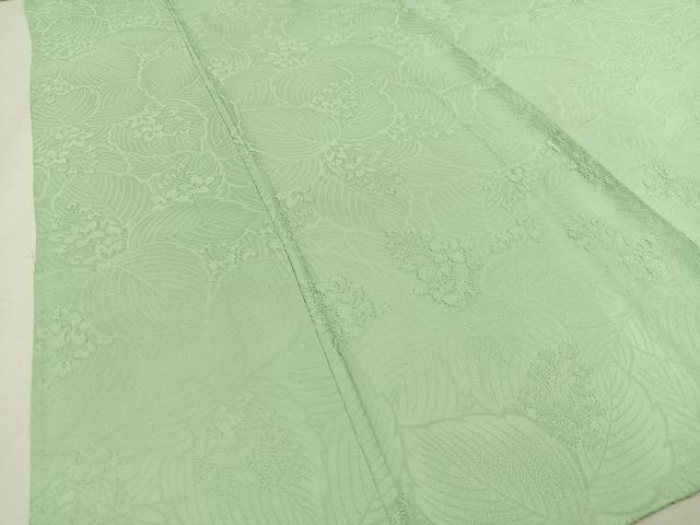 平和屋着物▽上質な色無地 単衣 草花地紋 若芽色 正絹 逸品 AAAS1510oa