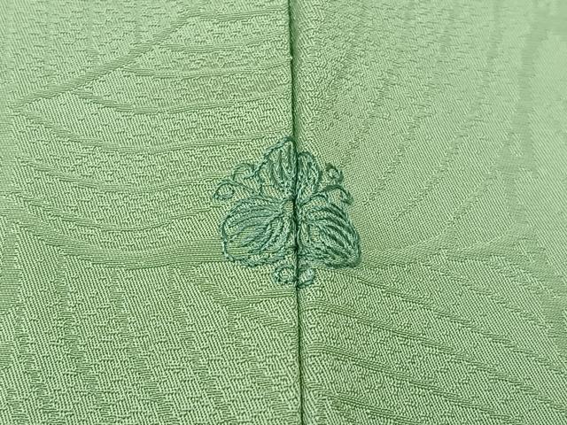 平和屋着物▽上質な色無地 単衣 草花地紋 若芽色 正絹 逸品 AAAS1510oa