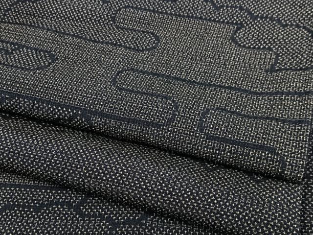 平和屋着物▽本塩沢 単衣 110亀甲 エ霞雲文 正絹 逸品 未使用 AAAS1513oa