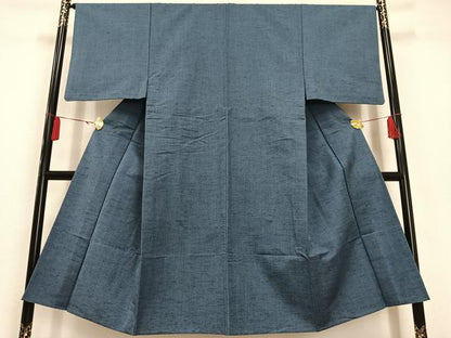 平和屋着物▽男性 紬 単衣 御召御納戸色 伊勢丹扱い ウール AAAS1521oa