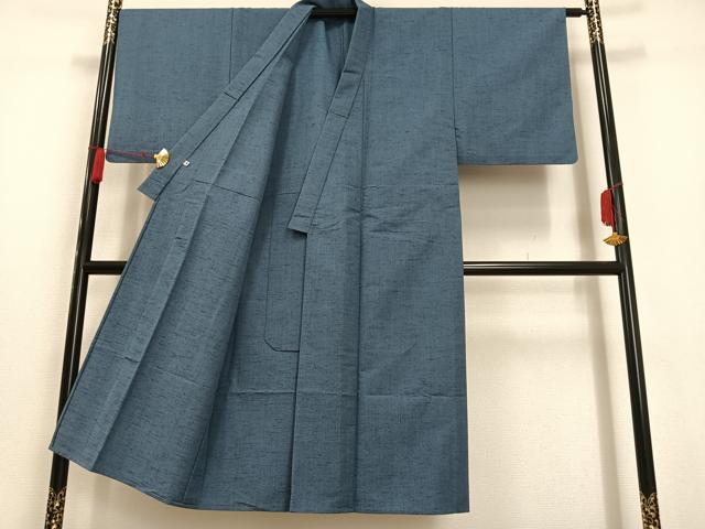 平和屋着物▽男性 紬 単衣 御召御納戸色 伊勢丹扱い ウール AAAS1521oa