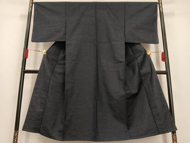 平和屋着物▽男性 紬 単衣 色無地 藍鉄色 正絹 逸品 AAAS1522oa