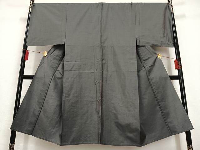 平和屋着物▽男性 紬 単衣 色無地 鈍色 正絹 逸品 AAAS1523oa