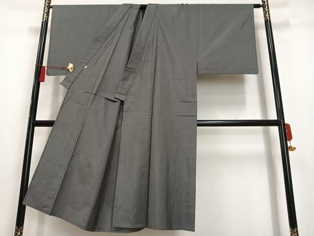 平和屋着物▽男性 紬 単衣 色無地 鈍色 正絹 逸品 AAAS1523oa