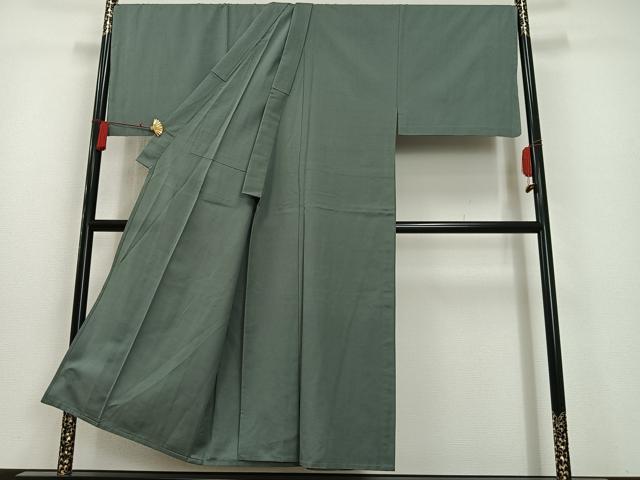 平和屋着物▽男性　お召　単衣　色無地　豆がら茶色　キングサイズ　正絹　逸品　AAAS1524oa
