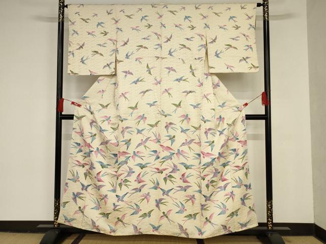 平和屋着物■訪問着　群鳥　正絹　逸品　AAAS1691ru