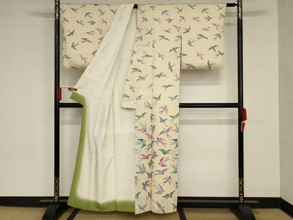 平和屋着物■訪問着　群鳥　正絹　逸品　AAAS1691ru