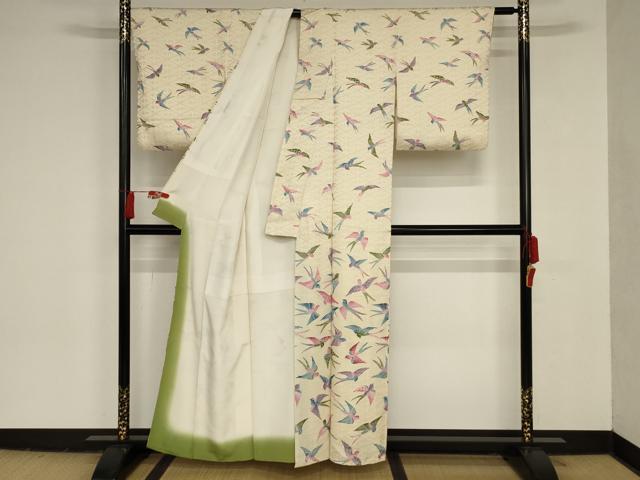 平和屋着物■訪問着　群鳥　正絹　逸品　AAAS1691ru