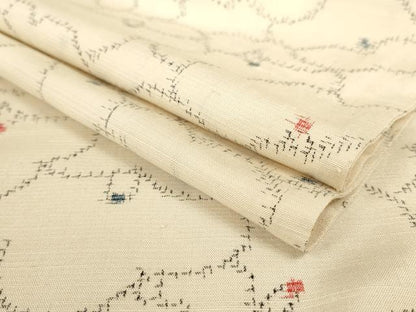 平和屋着物▽上質な紬 単衣 花尽くし 正絹 逸品 AAAS3046iu