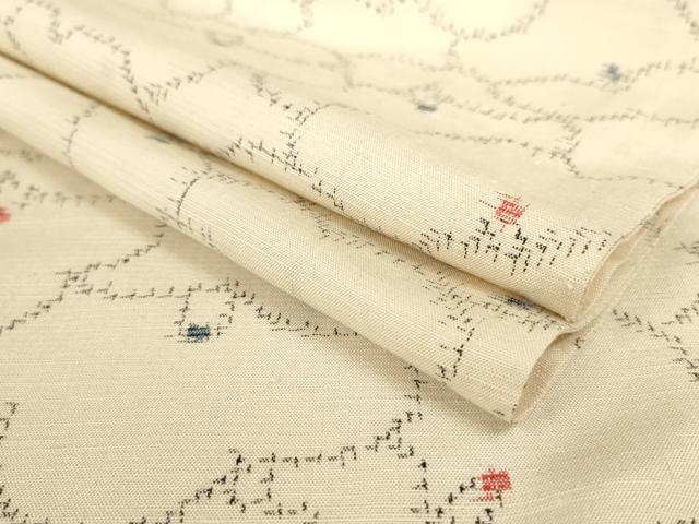 平和屋着物▽上質な紬 単衣 花尽くし 正絹 逸品 AAAS3046iu