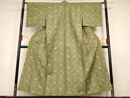 平和屋着物▽上質な紬 単衣 琉球絣文様 正絹 逸品 AAAS3047iu