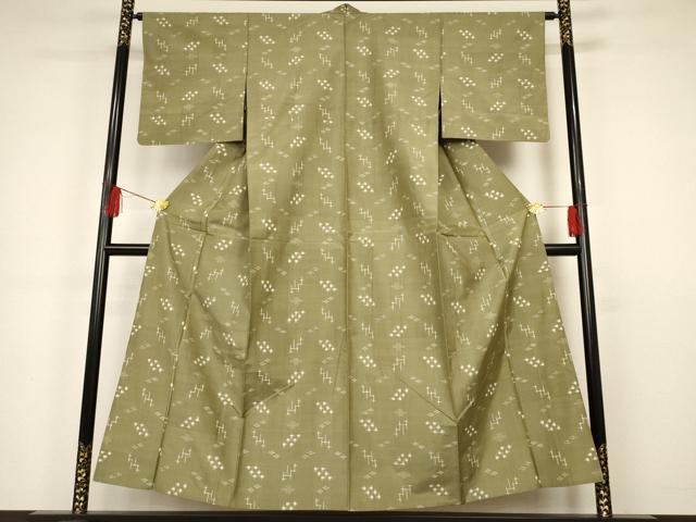 平和屋着物▽上質な紬 単衣 琉球絣文様 正絹 逸品 AAAS3047iu