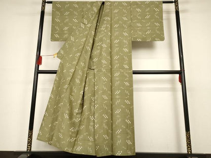 平和屋着物▽上質な紬 単衣 琉球絣文様 正絹 逸品 AAAS3047iu