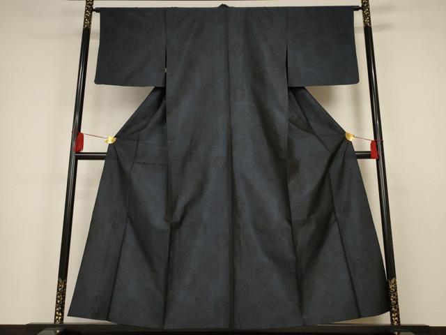 平和屋着物▽本場大島紬 単衣 亀甲文 正絹 逸品 AAAS3059iu
