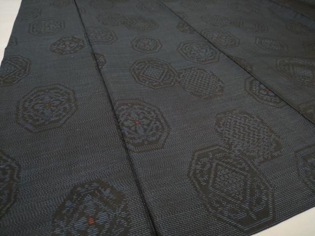 平和屋着物▽本場大島紬 単衣 亀甲文 正絹 逸品 AAAS3059iu