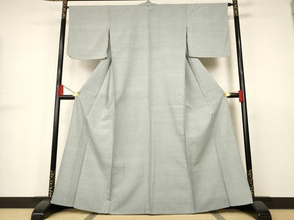 平和屋着物▽上質な小紋 単衣 縞 正絹 逸品 未使用 AAAS3065iu