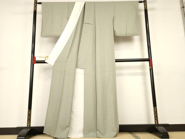平和屋着物▽上質な色無地 単衣 青磁鼠色 正絹 逸品 AAAS3066iu