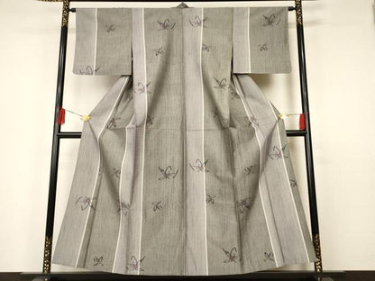 平和屋着物▽上質な紬　単衣　舞葉間道　正絹　逸品　AAAS3070iu