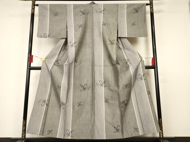 平和屋着物▽上質な紬　単衣　舞葉間道　正絹　逸品　AAAS3070iu