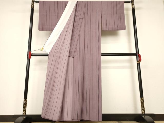 平和屋着物▽小紋 単衣 縞 洗える着物 AAAS3071iu