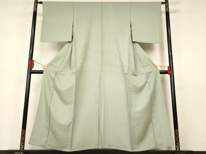 平和屋着物▽上質な色無地 単衣 柳鼠色 正絹 逸品 AAAS3072iu
