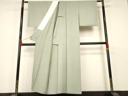 平和屋着物▽上質な色無地 単衣 柳鼠色 正絹 逸品 AAAS3072iu