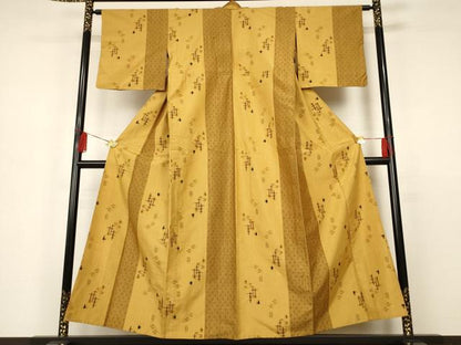 平和屋着物▽上質な紬　単衣　間道　正絹　逸品　AAAS3073iu