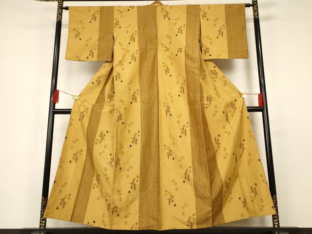 平和屋着物▽上質な紬　単衣　間道　正絹　逸品　AAAS3073iu