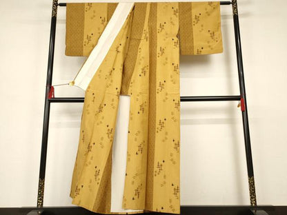 平和屋着物▽上質な紬　単衣　間道　正絹　逸品　AAAS3073iu