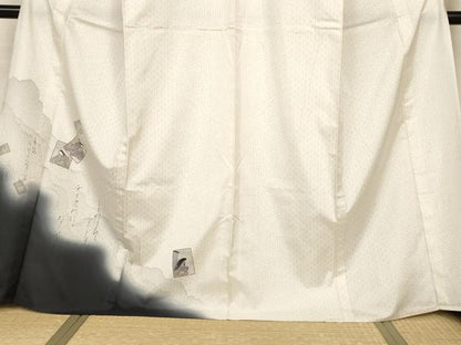平和屋着物▽本場染大島紬　訪問着　単衣　色紙重ね人物文　暈し染め　金銀彩　正絹　逸品　AAAS3075iu