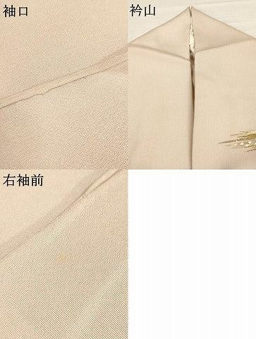 平和屋着物▽訪問着　単衣　駒刺繍　枝葉吉祥文　金彩　正絹　逸品　AAAS3076iu