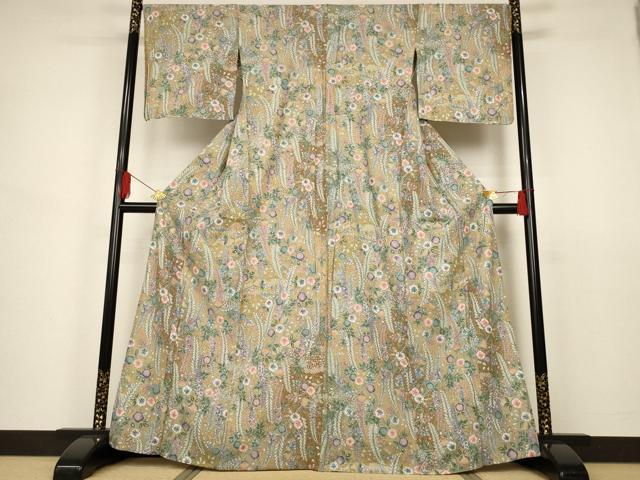 平和屋着物▽上質な小紋 単衣 辻が花 暈し染め 金彩 正絹 逸品 未使用 AAAS3077iu