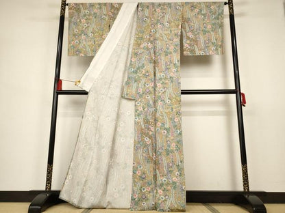 平和屋着物▽上質な小紋 単衣 辻が花 暈し染め 金彩 正絹 逸品 未使用 AAAS3077iu
