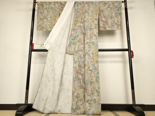 平和屋着物▽上質な小紋 単衣 辻が花 暈し染め 金彩 正絹 逸品 未使用 AAAS3077iu