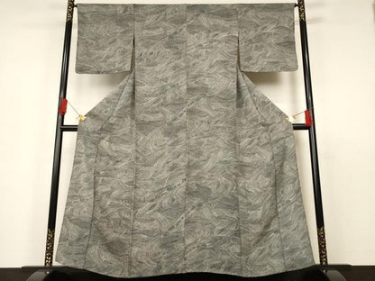 平和屋着物▽上質な小紋 単衣 流水立波文 正絹 逸品 AAAS3081iu