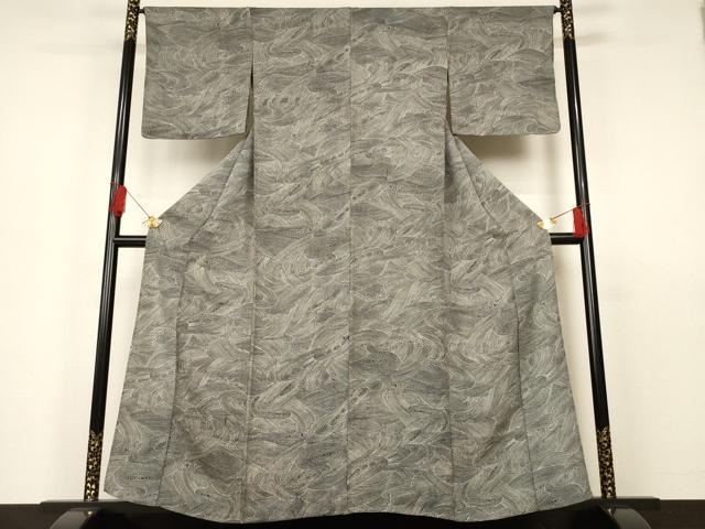 平和屋着物▽上質な小紋 単衣 流水立波文 正絹 逸品 AAAS3081iu