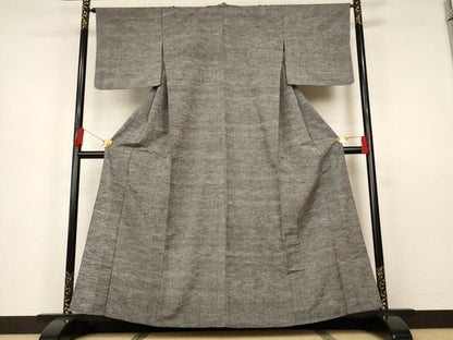 平和屋着物▽上質な紬 単衣 鉛色 正絹 逸品 未使用 AAAS3082iu