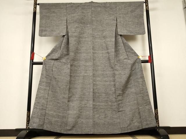 平和屋着物▽上質な紬 単衣 鉛色 正絹 逸品 未使用 AAAS3082iu