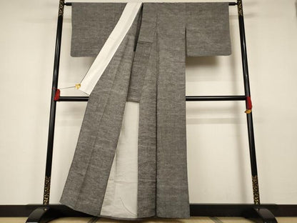 平和屋着物▽上質な紬 単衣 鉛色 正絹 逸品 未使用 AAAS3082iu