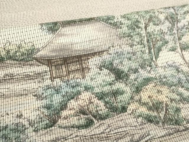 平和屋着物▽京友禅の巨匠・頼田勉 臈纈染手描友禅 本場染大島紬 訪問着 単衣 手描き 風景文 暈し染め 正絹 逸品 AAAS3087iu